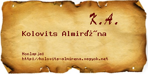 Kolovits Almiréna névjegykártya